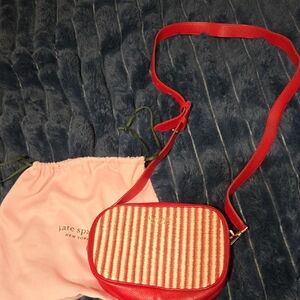 Kate Spade Red And White  Striped Crossbody Bag